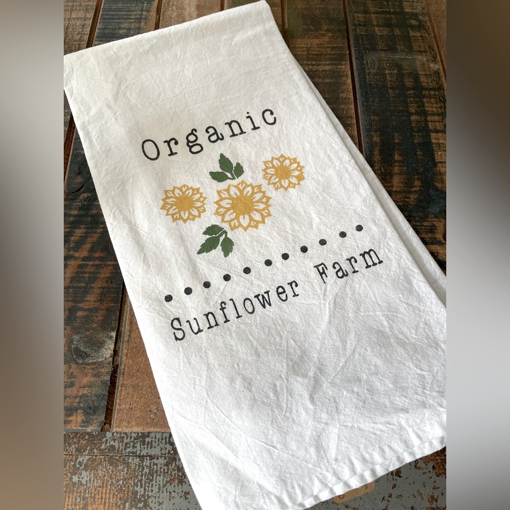 Sunflower Farm 100% cotton flour sack tea towel fabric painted